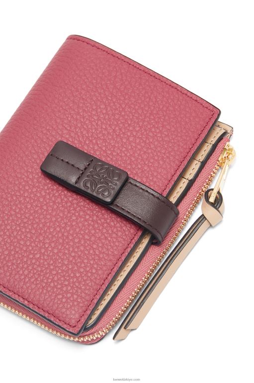 Loewe yumuşak damarlı dana derisinden ince fermuarlı ikiye katlanmış cüzdan 026001242 kadınlar erik/çikolata