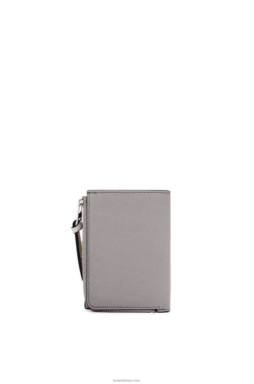 Loewe yumuşak damarlı dana derisinden ince fermuarlı ikiye katlanmış cüzdan 026001251 kadınlar inci grisi/açık soluk yeşil