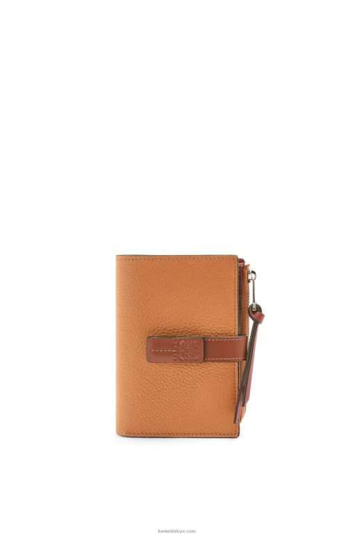 Loewe yumuşak damarlı dana derisinden ince fermuarlı ikiye katlanmış cüzdan 026001255 kadınlar hafif karamel/ceviz