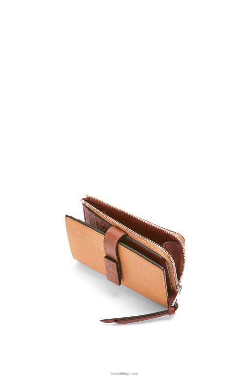 Loewe yumuşak damarlı dana derisinden ince fermuarlı ikiye katlanmış cüzdan 026001255 kadınlar hafif karamel/ceviz