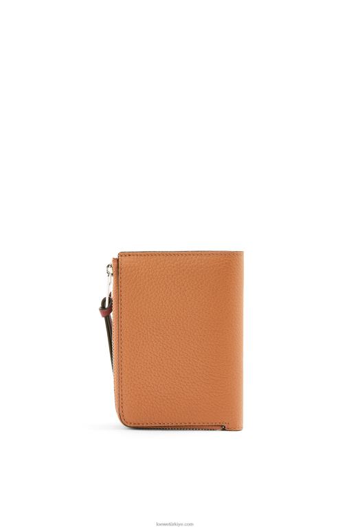 Loewe yumuşak damarlı dana derisinden ince fermuarlı ikiye katlanmış cüzdan 026001255 kadınlar hafif karamel/ceviz