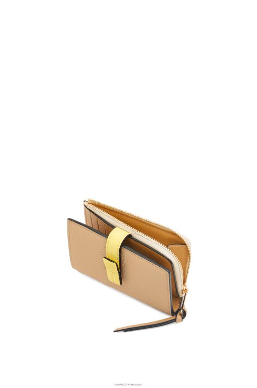 Loewe yumuşak damarlı dana derisinden ince fermuarlı ikiye katlanmış cüzdan 026001265 kadınlar tereyağı/soluk limon