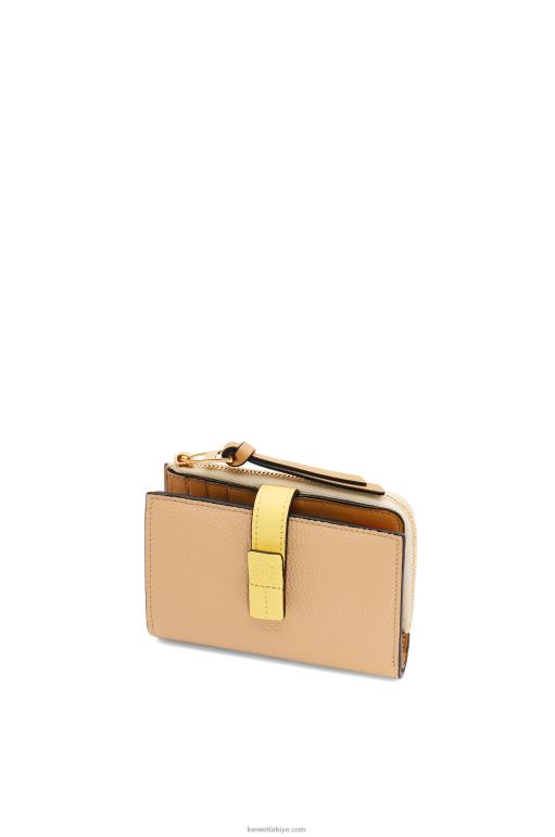 Loewe yumuşak damarlı dana derisinden ince fermuarlı ikiye katlanmış cüzdan 026001265 kadınlar tereyağı/soluk limon