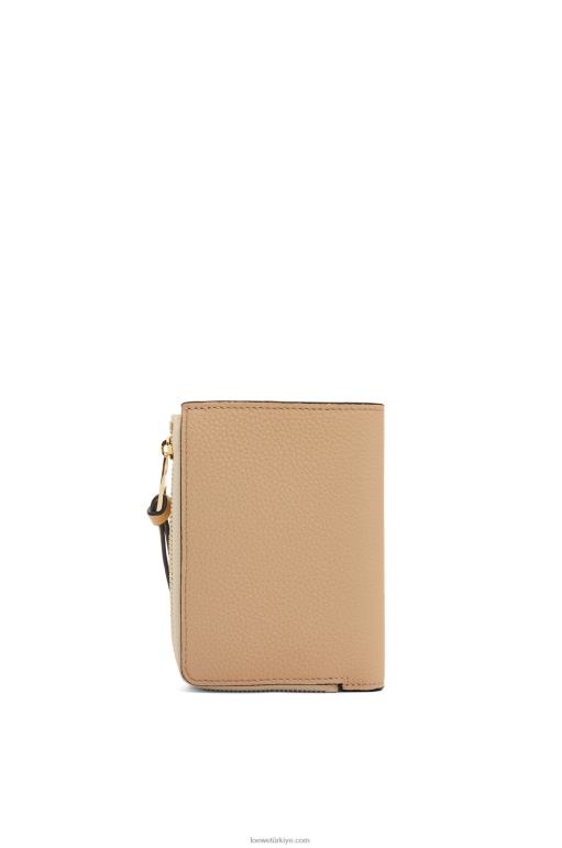 Loewe yumuşak damarlı dana derisinden ince fermuarlı ikiye katlanmış cüzdan 026001265 kadınlar tereyağı/soluk limon