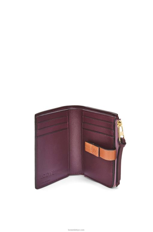Loewe yumuşak damarlı dana derisinden ince fermuarlı ikiye katlanmış cüzdan 026001269 kadınlar kirli leylak rengi/ten rengi