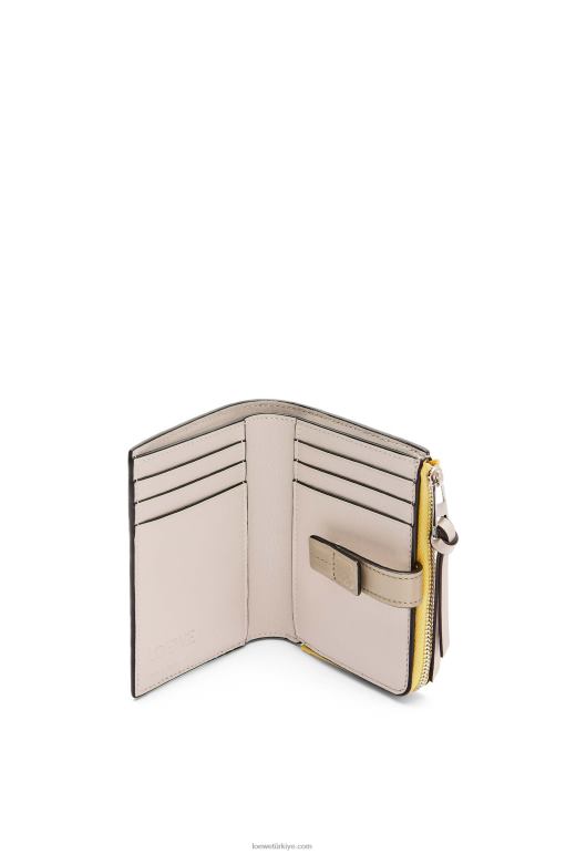 Loewe yumuşak damarlı dana derisinden ince fermuarlı ikiye katlanmış cüzdan 026001283 kadınlar sarı/kil yeşili