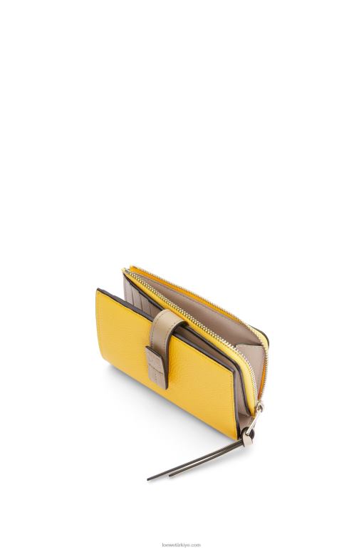 Loewe yumuşak damarlı dana derisinden ince fermuarlı ikiye katlanmış cüzdan 026001283 kadınlar sarı/kil yeşili