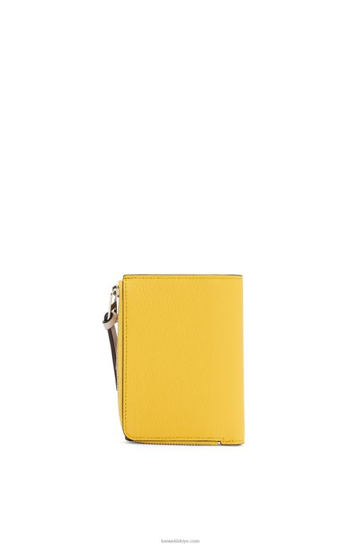 Loewe yumuşak damarlı dana derisinden ince fermuarlı ikiye katlanmış cüzdan 026001283 kadınlar sarı/kil yeşili