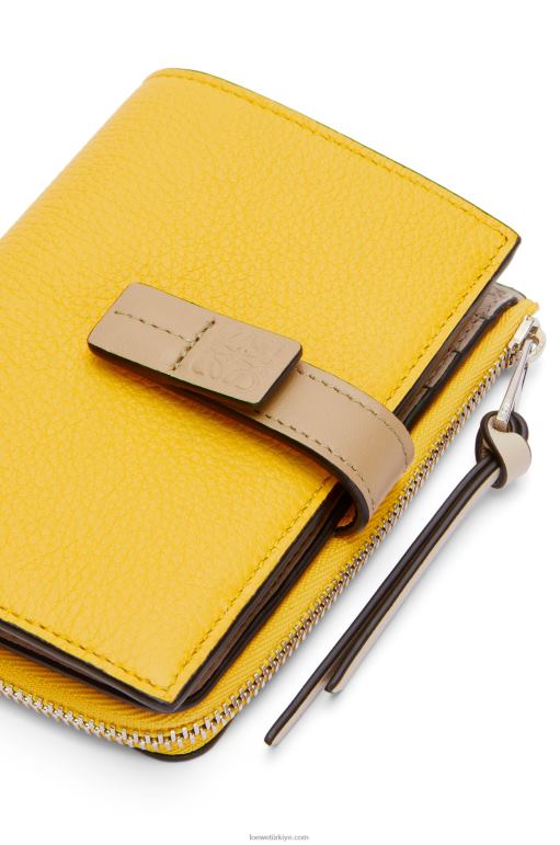Loewe yumuşak damarlı dana derisinden ince fermuarlı ikiye katlanmış cüzdan 026001283 kadınlar sarı/kil yeşili