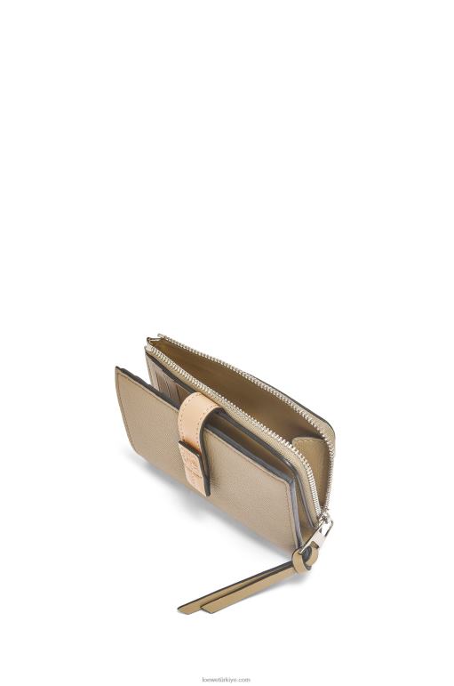 Loewe yumuşak damarlı dana derisinden ince fermuarlı ikiye katlanmış cüzdan 026001289 kadınlar enginar yeşili/tozlu bej