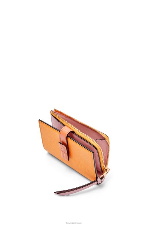 Loewe yumuşak damarlı dana derisinden ince fermuarlı ikiye katlanmış cüzdan 026001299 kadınlar mandalina/mercan resifi