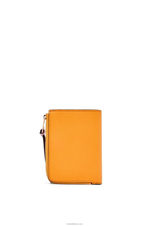 Loewe yumuşak damarlı dana derisinden ince fermuarlı ikiye katlanmış cüzdan 026001299 kadınlar mandalina/mercan resifi