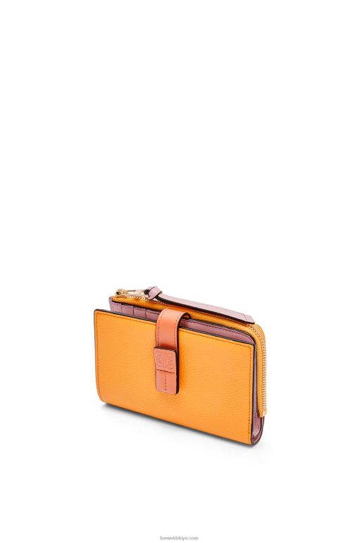 Loewe yumuşak damarlı dana derisinden ince fermuarlı ikiye katlanmış cüzdan 026001299 kadınlar mandalina/mercan resifi