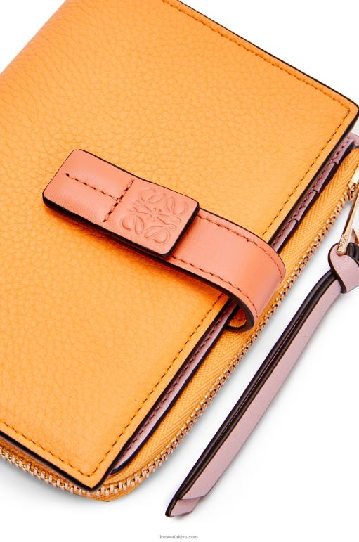 Loewe yumuşak damarlı dana derisinden ince fermuarlı ikiye katlanmış cüzdan 026001299 kadınlar mandalina/mercan resifi