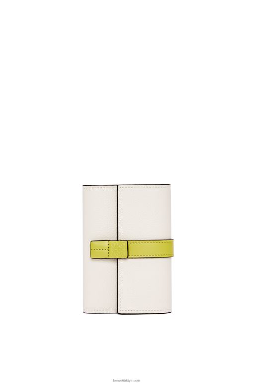 Loewe yumuşak damarlı dana derisinden küçük dikey cüzdan 026001228 kadınlar yumuşak beyaz/kireç sarısı