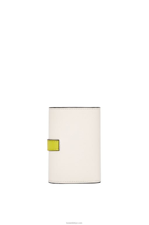 Loewe yumuşak damarlı dana derisinden küçük dikey cüzdan 026001228 kadınlar yumuşak beyaz/kireç sarısı