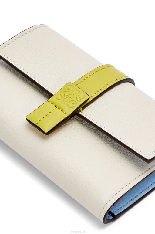 Loewe yumuşak damarlı dana derisinden küçük dikey cüzdan 026001228 kadınlar yumuşak beyaz/kireç sarısı