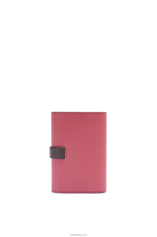 Loewe yumuşak damarlı dana derisinden küçük dikey cüzdan 026001243 kadınlar erik/çikolata