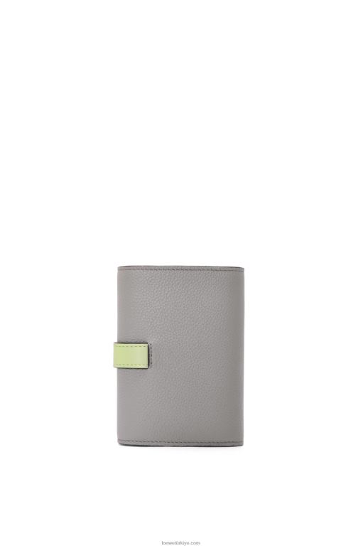 Loewe yumuşak damarlı dana derisinden küçük dikey cüzdan 026001252 kadınlar inci grisi/açık soluk yeşil