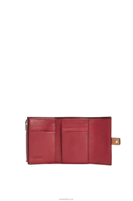 Loewe yumuşak damarlı dana derisinden küçük dikey cüzdan 026001256 kadınlar hafif karamel/ceviz