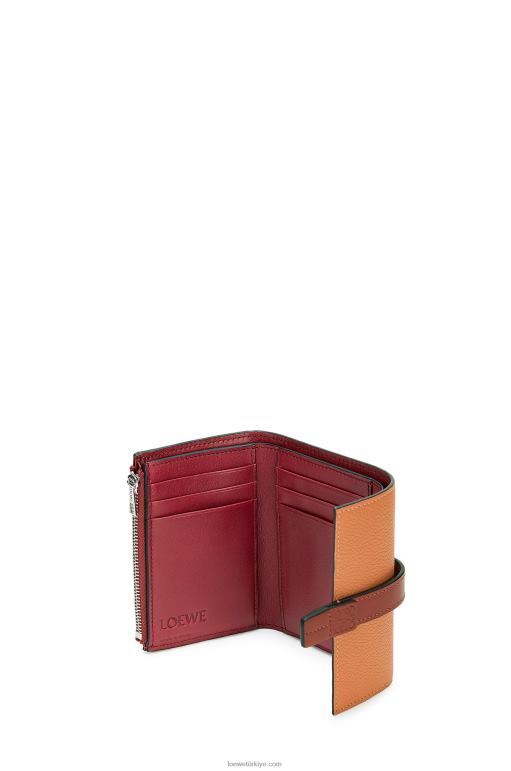 Loewe yumuşak damarlı dana derisinden küçük dikey cüzdan 026001256 kadınlar hafif karamel/ceviz