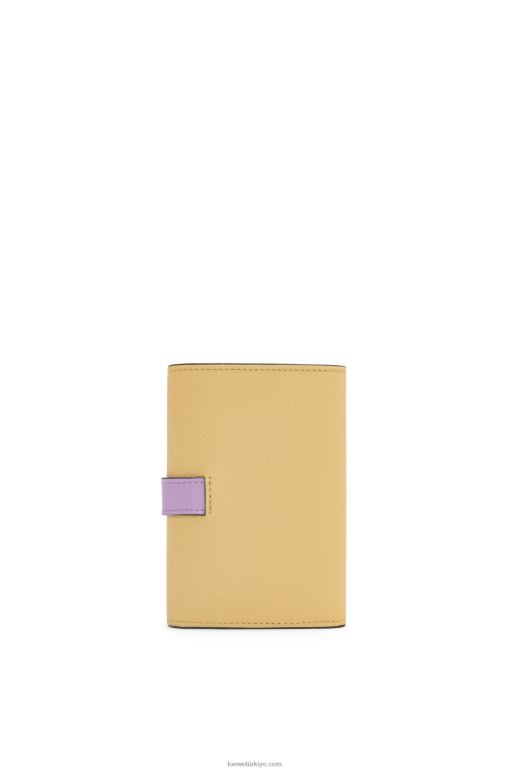 Loewe yumuşak damarlı dana derisinden küçük dikey cüzdan 026001267 kadınlar koyu tereyağı/leylak rengi