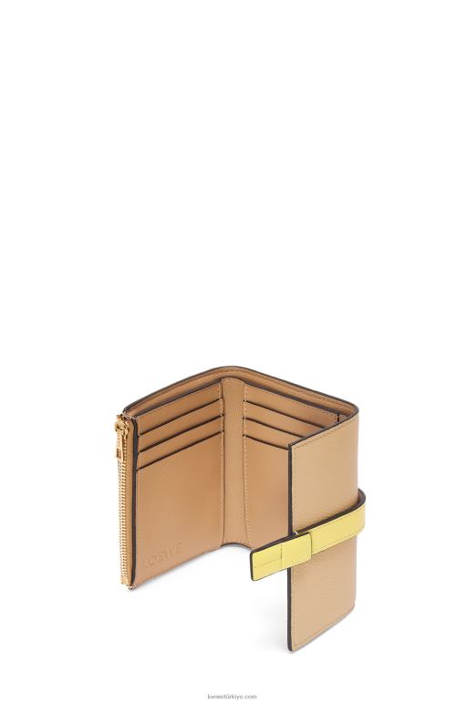 Loewe yumuşak damarlı dana derisinden küçük dikey cüzdan 026001286 kadınlar tereyağı/soluk limon