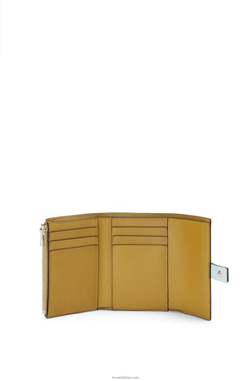 Loewe yumuşak damarlı dana derisinden küçük dikey cüzdan 026001309 kadınlar kristal mavisi/kireç sarısı
