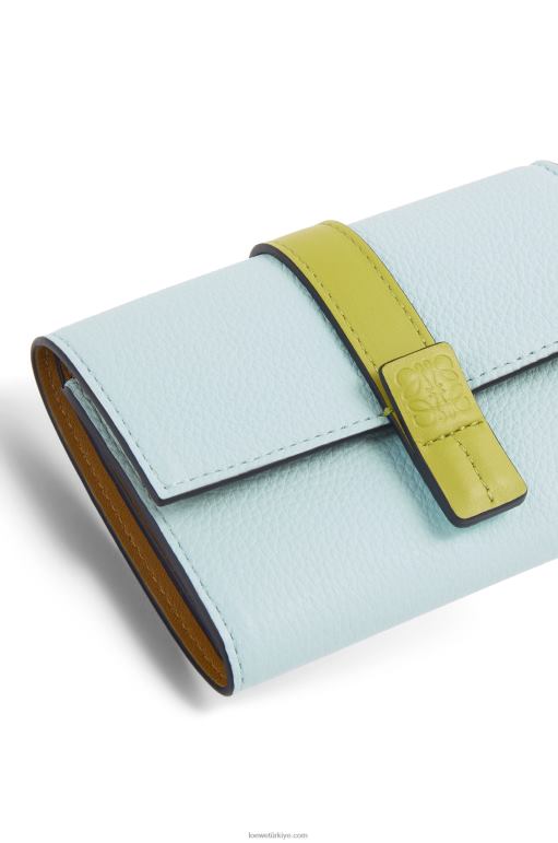 Loewe yumuşak damarlı dana derisinden küçük dikey cüzdan 026001309 kadınlar kristal mavisi/kireç sarısı