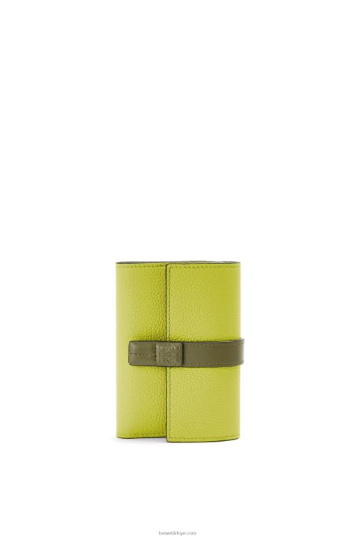 Loewe yumuşak damarlı dana derisinden küçük dikey cüzdan 026001310 kadınlar limon sarısı/avokado yeşili
