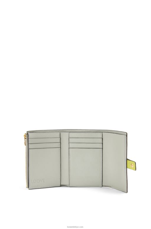 Loewe yumuşak damarlı dana derisinden küçük dikey cüzdan 026001310 kadınlar limon sarısı/avokado yeşili