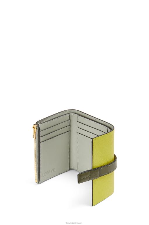 Loewe yumuşak damarlı dana derisinden küçük dikey cüzdan 026001310 kadınlar limon sarısı/avokado yeşili