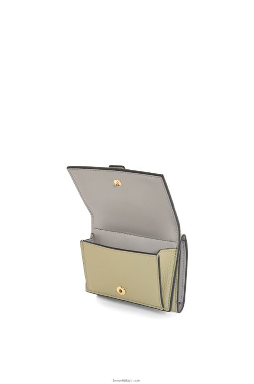 Loewe yumuşak damarlı dana derisinden üç katlı cüzdan 026001209 kadınlar adaçayı yeşili/koyu haki yeşili