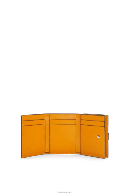 Loewe yumuşak damarlı dana derisinden üç katlı cüzdan 026001266 kadınlar koyu tereyağı/leylak rengi