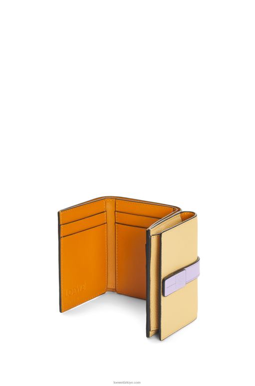 Loewe yumuşak damarlı dana derisinden üç katlı cüzdan 026001266 kadınlar koyu tereyağı/leylak rengi