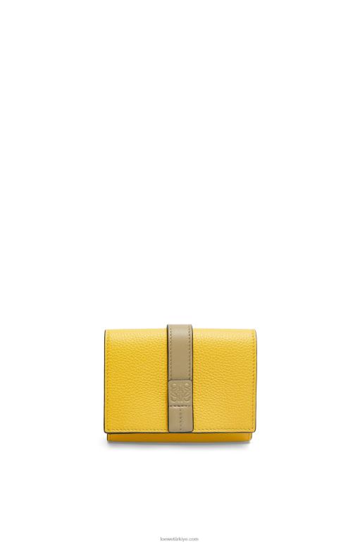 Loewe yumuşak damarlı dana derisinden üç katlı cüzdan 026001284 kadınlar sarı/kil yeşili