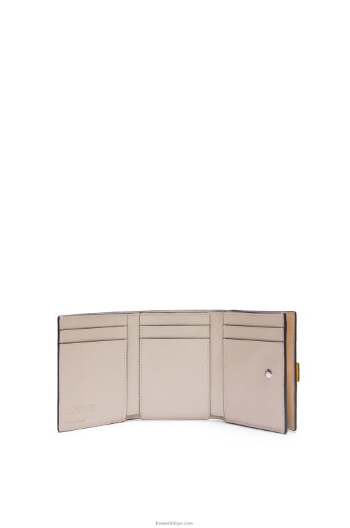 Loewe yumuşak damarlı dana derisinden üç katlı cüzdan 026001284 kadınlar sarı/kil yeşili
