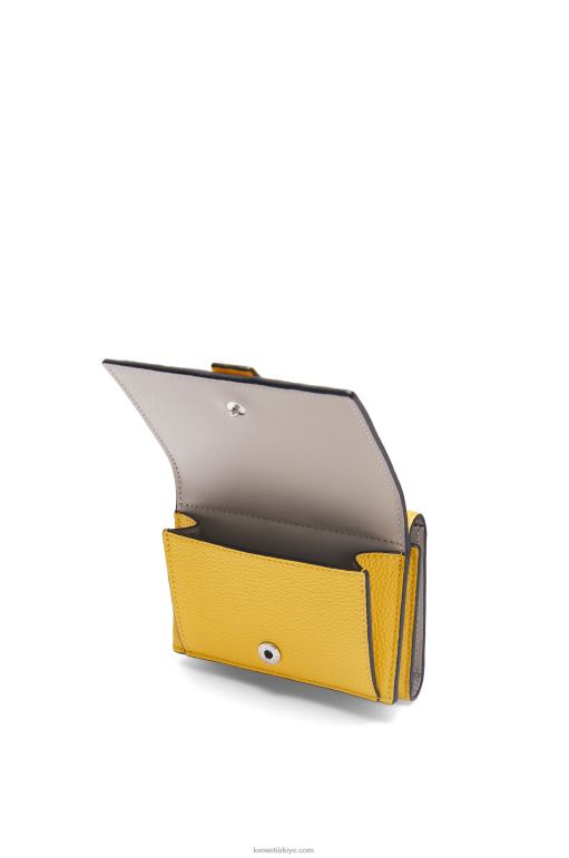 Loewe yumuşak damarlı dana derisinden üç katlı cüzdan 026001284 kadınlar sarı/kil yeşili