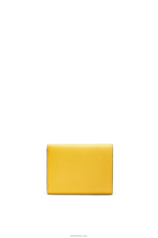 Loewe yumuşak damarlı dana derisinden üç katlı cüzdan 026001284 kadınlar sarı/kil yeşili