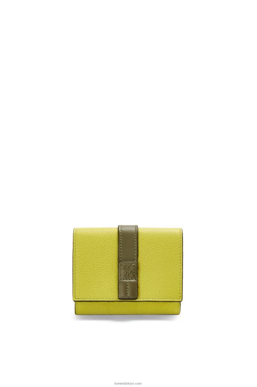 Loewe yumuşak damarlı dana derisinden üç katlı cüzdan 026001311 kadınlar limon sarısı/avokado yeşili