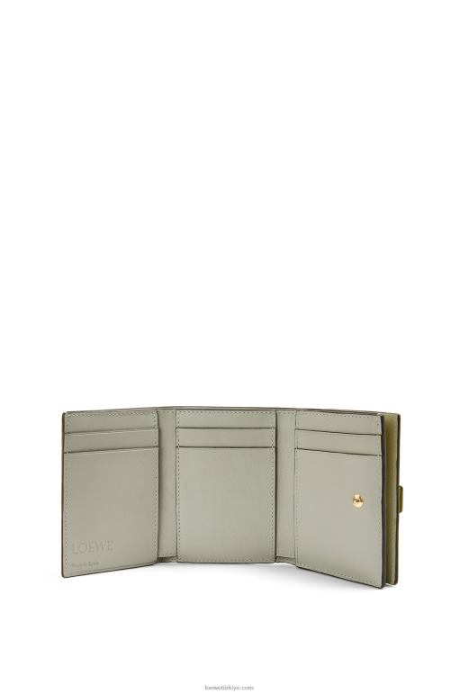 Loewe yumuşak damarlı dana derisinden üç katlı cüzdan 026001311 kadınlar limon sarısı/avokado yeşili