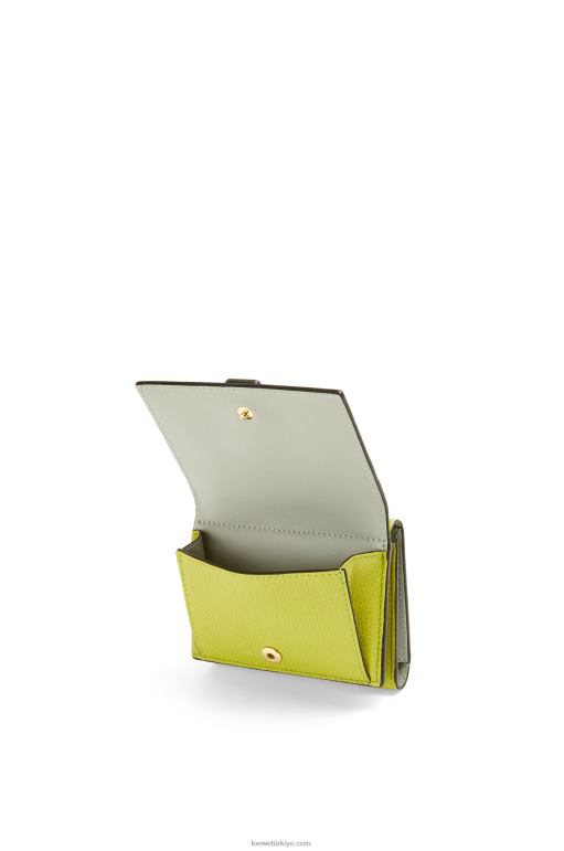 Loewe yumuşak damarlı dana derisinden üç katlı cüzdan 026001311 kadınlar limon sarısı/avokado yeşili