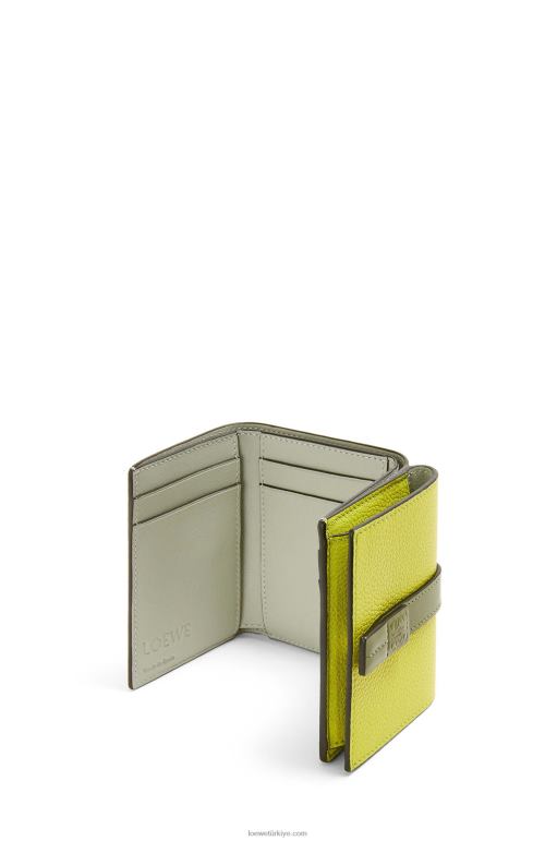 Loewe yumuşak damarlı dana derisinden üç katlı cüzdan 026001311 kadınlar limon sarısı/avokado yeşili