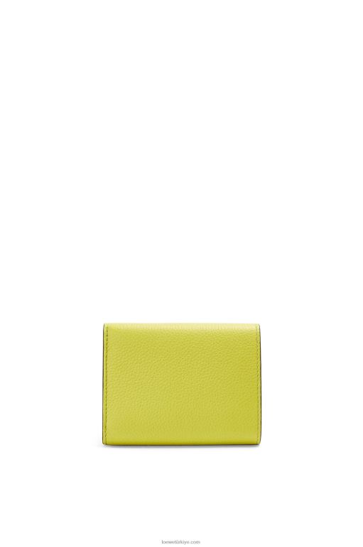 Loewe yumuşak damarlı dana derisinden üç katlı cüzdan 026001311 kadınlar limon sarısı/avokado yeşili