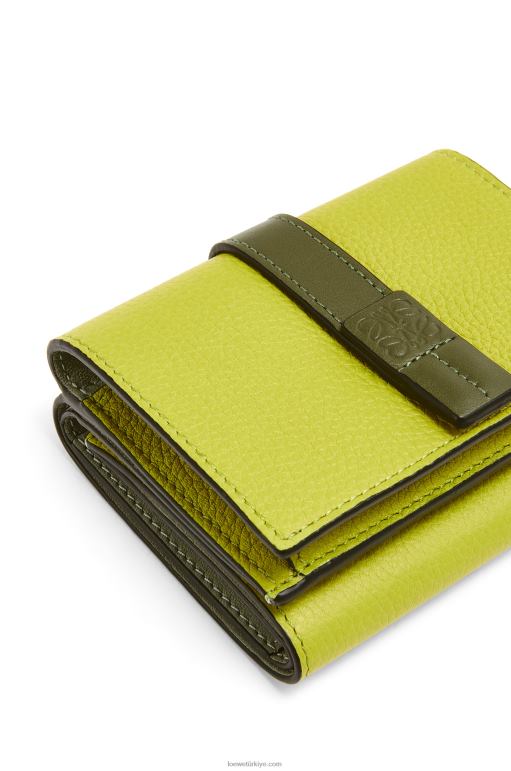 Loewe yumuşak damarlı dana derisinden üç katlı cüzdan 026001311 kadınlar limon sarısı/avokado yeşili