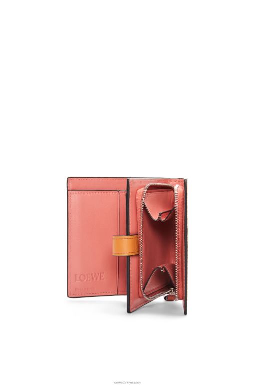 Loewe yumuşak taneli dana derisinden kompakt fermuarlı cüzdan 026001222 kadınlar hafif yulaf/bal