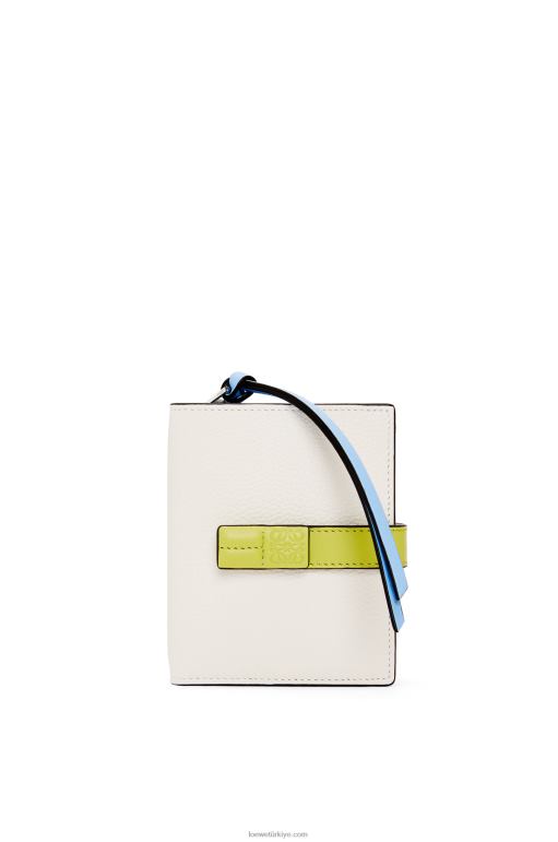 Loewe yumuşak taneli dana derisinden kompakt fermuarlı cüzdan 026001229 kadınlar yumuşak beyaz/kireç sarısı
