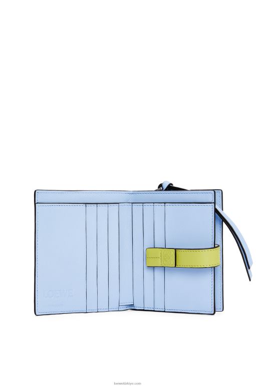 Loewe yumuşak taneli dana derisinden kompakt fermuarlı cüzdan 026001229 kadınlar yumuşak beyaz/kireç sarısı