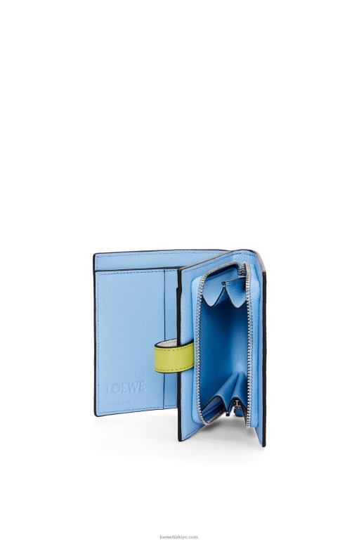 Loewe yumuşak taneli dana derisinden kompakt fermuarlı cüzdan 026001229 kadınlar yumuşak beyaz/kireç sarısı