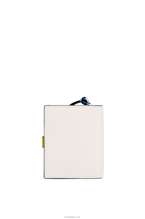 Loewe yumuşak taneli dana derisinden kompakt fermuarlı cüzdan 026001229 kadınlar yumuşak beyaz/kireç sarısı